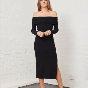 BEC + BRIDGE ELLE OFF SHOULDER DRESS, BLACK, NWT size 2